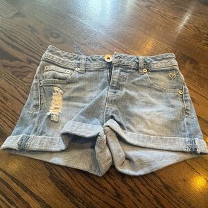 Justice Light Blue Jean Shorts with Distressed Detail
